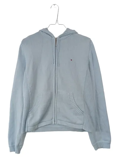 Tommy Hilfiger Sweatjacke Kapuze Herren Gr. L Hellblau Baumwolle