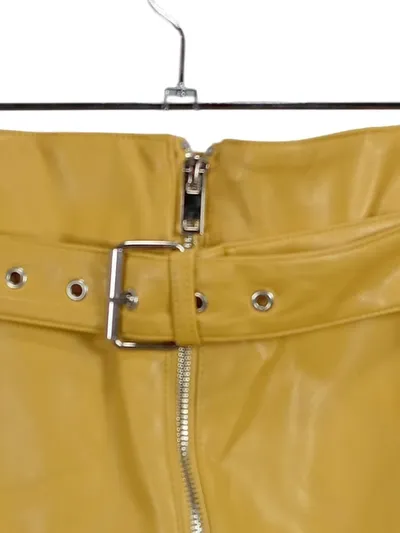 Glamorous Damen Minirock Gr. 38 M Gelb Kunstleder Reißverschluss