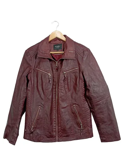 Bexley Damen Motorradjacke Kunstleder Rot Gr. 42/XL Modern Biker Jacke