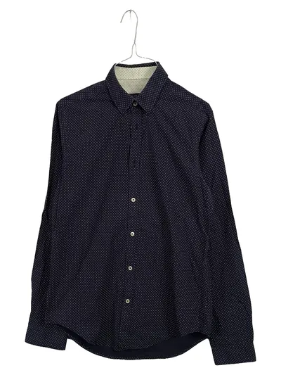 Zara Man Herren Business Hemd Slim Fit Langarm Punkte Blau Gr. S/48