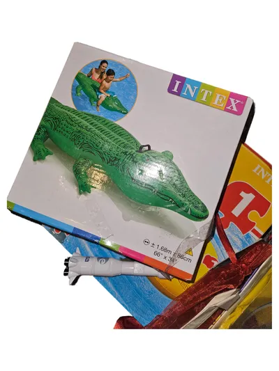 Intex Krokodil Schwimmtier Wasserspielzeug Kinder 168x86cm Grün Kunststoff