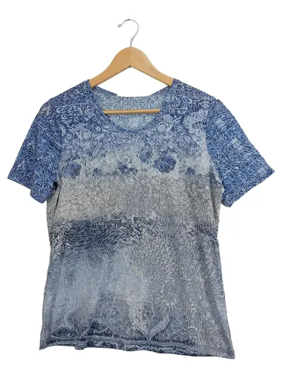 Betty Barclay Damen T-Shirt Gr. 38/M Blau Paisley Muster Casual