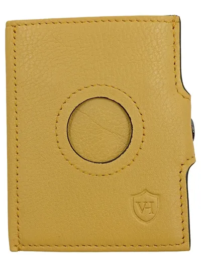 VON HEESEN Kartenetui Leder Gelb mit AirTag Fach Slim Wallet