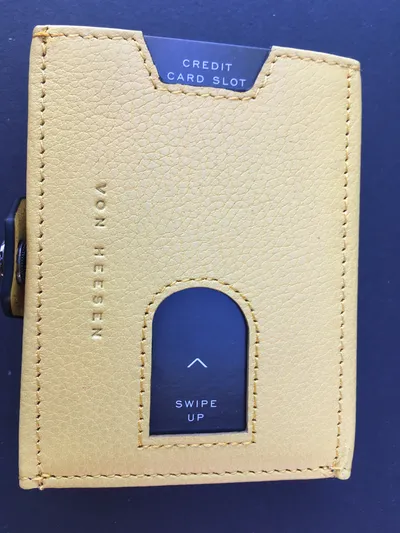 VON HEESEN Kartenetui Leder Gelb mit AirTag Fach Slim Wallet