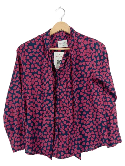 Compañía Fantástica Damen Bluse Herzmuster Pink Blau Gr. XS