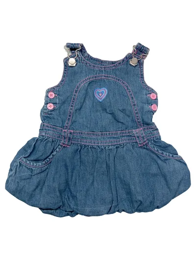 George Jeans Latzkleid Baby Mädchen Gr. 62 Herz Applikation Blau