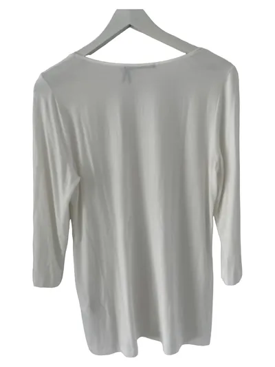 Laurèl Damen Shirt Top 3/4-Arm Basic Weiß Gr. 40 L Viskose Elasthan