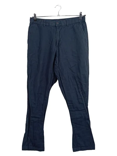 UNIQLO Herren Stoffhose Blau Baumwolle Leinen M W30 Casual