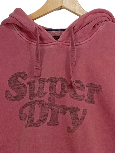 Superdry Damen Kapuzenpullover Hoodie Rosa Gr. 40/L Logo-Print