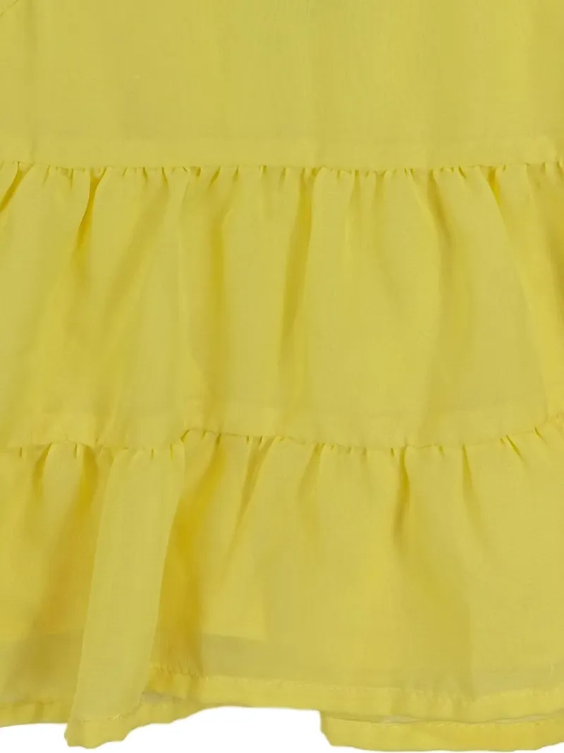 Faded Glory Mädchen Kleid Gr. 68 3-6 Monate Gelb Blumen Stickerei Rüschen Sommer 3