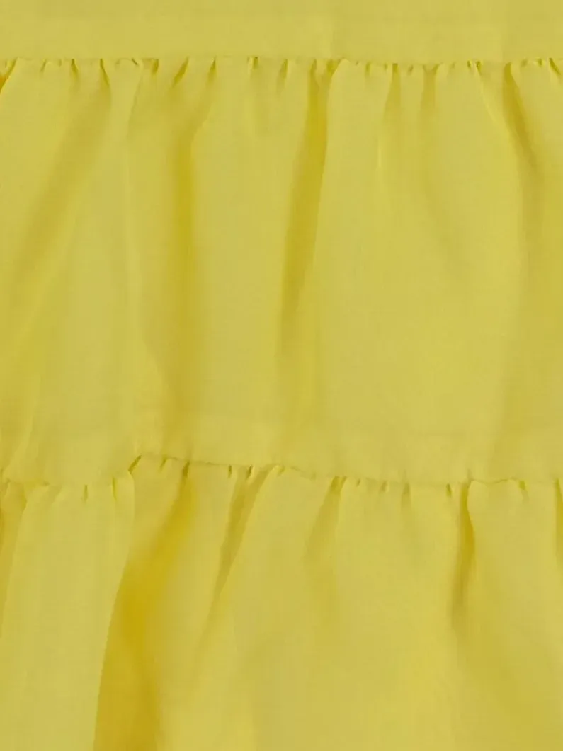Faded Glory Mädchen Kleid Gr. 68 3-6 Monate Gelb Blumen Stickerei Rüschen Sommer 5
