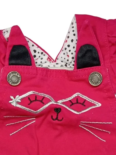 Lee Cooper Mädchen Latzkleid Katze Pink Gr. 62 3M Jeanskleid