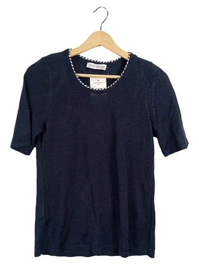 ERICA RÖSSLER Damen T-Shirt Gr. 38 M Basic Blau Viskose Polyacryl