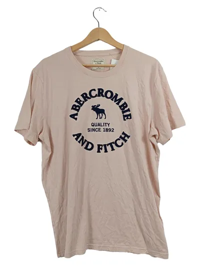 Abercrombie & Fitch Herren T-Shirt Rosa Logo Stickerei Gr. L