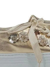 Alpe Woman Damen Sneaker Gold Gr. 37 Blumenapplikationen Plateau 2