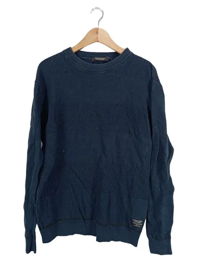 Scotch & Soda Herren Pullover Gr. L Blau Strick Baumwolle Casual