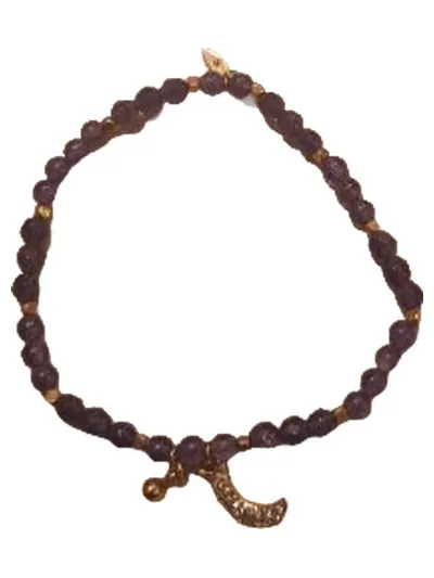 Fossil Damen Armband Amethyst Perlen Mond Anhänger Gold Lila 14,5cm