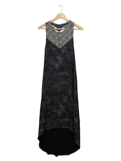 RVCA Damen Maxikleid Bohemian Ethno Muster Schwarz Gr. M Cut-Out