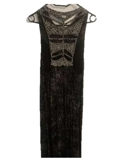 RVCA Damen Maxikleid Bohemian Ethno Muster Schwarz Gr. M Cut-Out