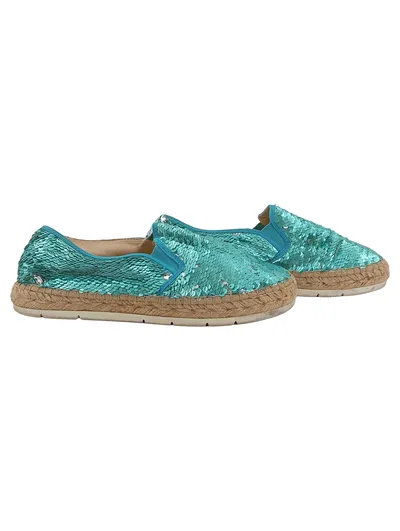 Macarena Espadrilles Damen Türkis Pailletten Gr. 38 Slipper Sommer