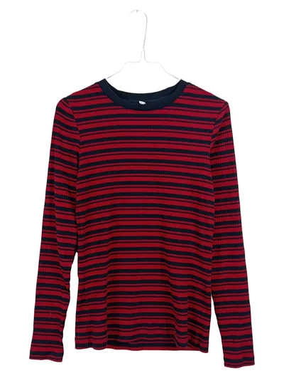 Q/S designed by Damen Langarmshirt Gestreift Rot Blau Ripp Gr. XS