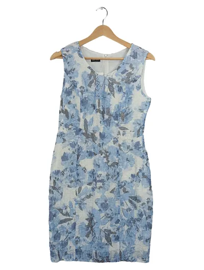 Gerry Weber Damen Etuikleid Gr. 38 Blau Blumenmuster ärmellos