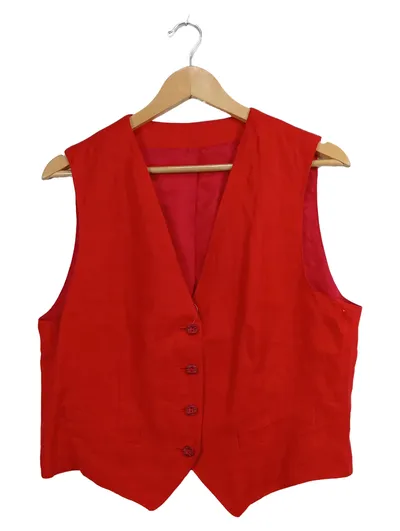 Elka Collective Damen Anzugweste Rot Leinen Gr. 40/L Klassisch