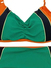 Ulla Popken Bikini Damen Gr. 50 Orange Grün Schwarz Bademode 2