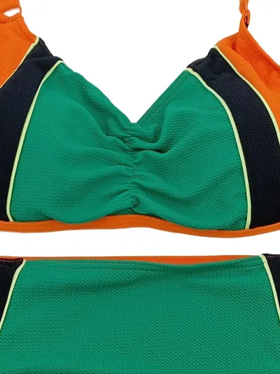 Ulla Popken Bikini Damen Gr. 50 Orange Grün Schwarz Bademode