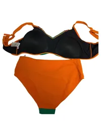 Ulla Popken Bikini Damen Gr. 50 Orange Grün Schwarz Bademode 3