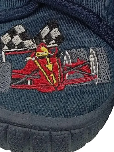 Superfit Hausschuhe Jungen Rennauto Gr. 23 Blau Klettverschluss Sportlich