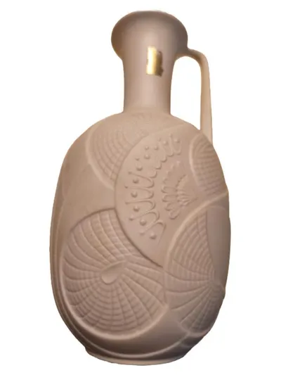 KAISER Porzellan Vase Krug Henkel Reliefdekor Bisquit Beige 23cm
