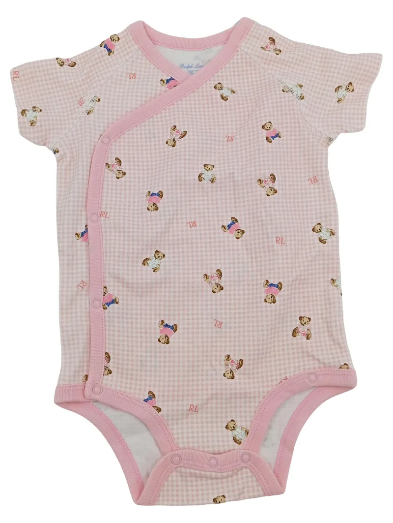 Ralph Lauren Baby Body Mädchen Gr. 74 Rosa Teddybär Wickelbody 1
