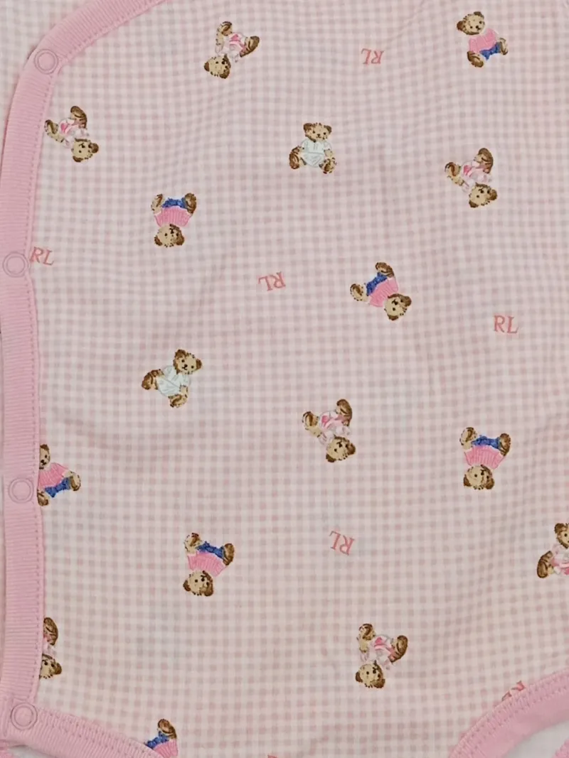 Ralph Lauren Baby Body Mädchen Gr. 74 Rosa Teddybär Wickelbody 2