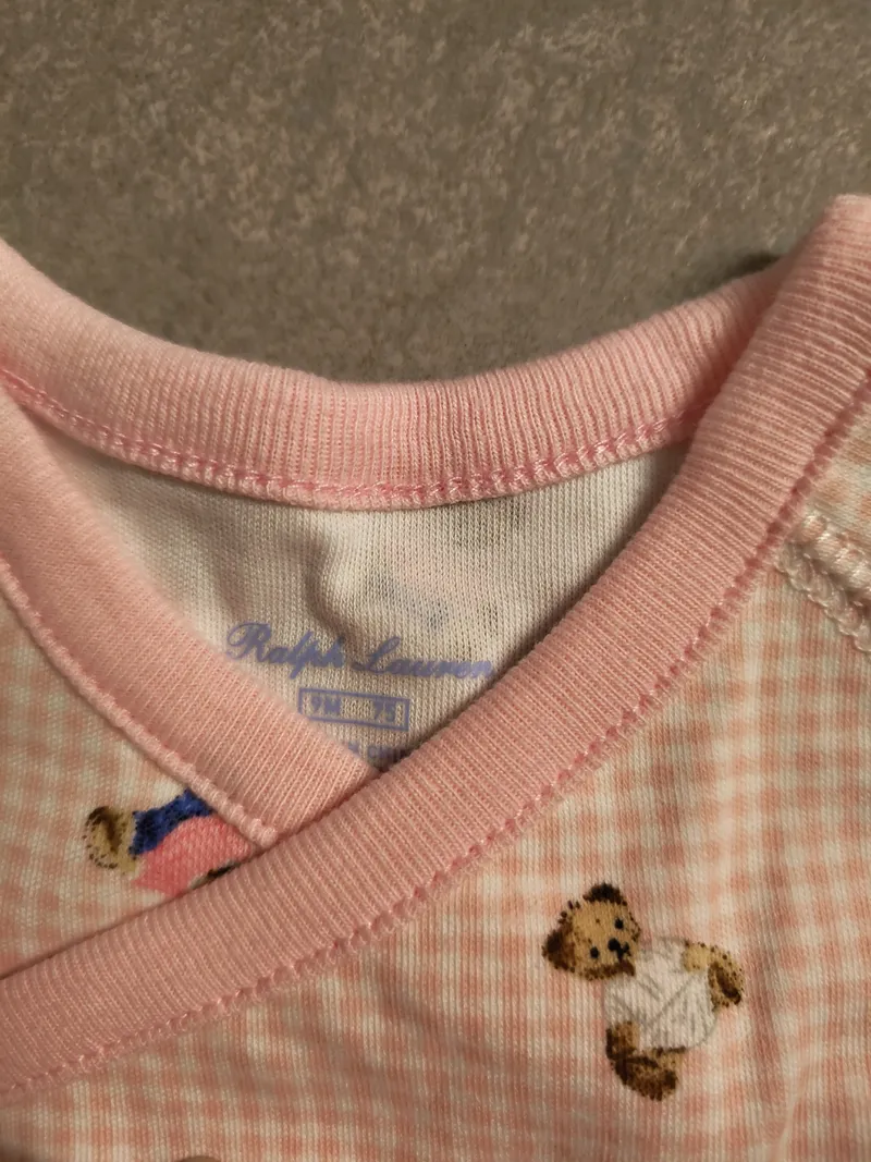 Ralph Lauren Baby Body Mädchen Gr. 74 Rosa Teddybär Wickelbody 3