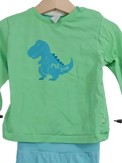 Sanetta Kinder Schlafanzug Gr. 80 Dino Motiv Baumwolle Mehrfarbig