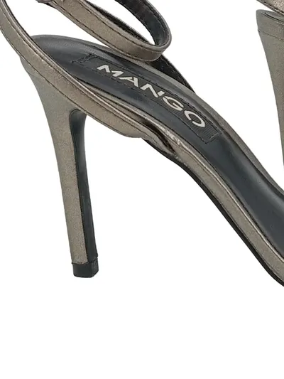 Mango Damen Sandaletten Gr. 38 Silber High Heels Riemchen Elegant