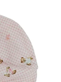Ralph Lauren Baby Mütze Rosa Teddybären Karo Baumwolle NEU 2
