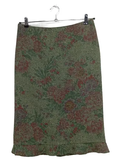 Les Copains Damen Wollrock Gr. 44 Grün Floral Tweed Midirock Italien