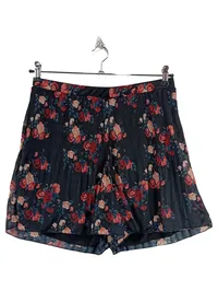 ABOUT YOU Damen Plissee Shorts Blumenmuster Schwarz Gr. 42 XL 1