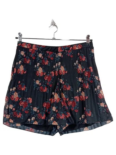ABOUT YOU Damen Plissee Shorts Blumenmuster Schwarz Gr. 42 XL