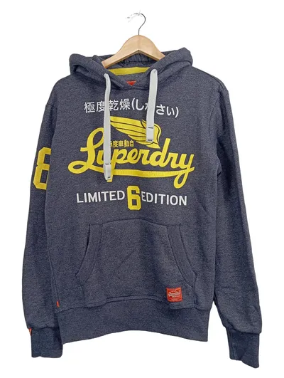 Superdry Herren Kapuzenpullover Hoodie Grau S Streetwear Logo-Print