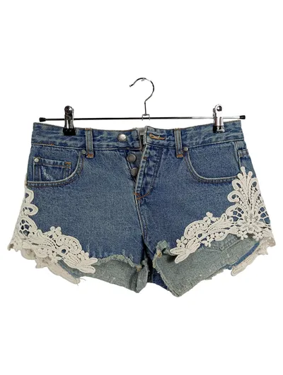 24Colours Jeans Shorts Damen Gr. 36 Spitze Hotpants Blau Sommer