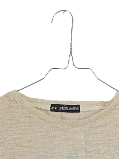 24Colours Damen Pullover Gr. 34/XS Beige Struktur 3/4-Arm Casual