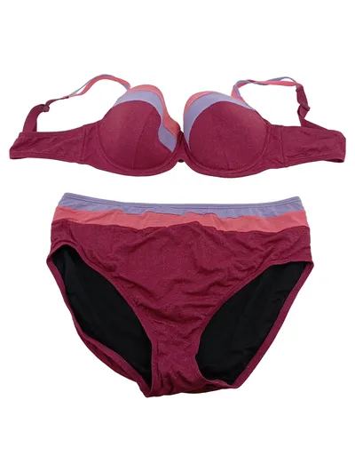 Ulla Popken Damen Bikini Set Gr. 95D Lila Glitzer Bügel NEU