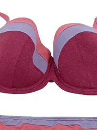 Ulla Popken Damen Bikini Set Gr. 95D Lila Glitzer Bügel NEU 2