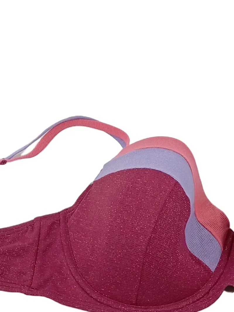 Ulla Popken Damen Bikini Set Gr. 95D Lila Glitzer Bügel NEU 3