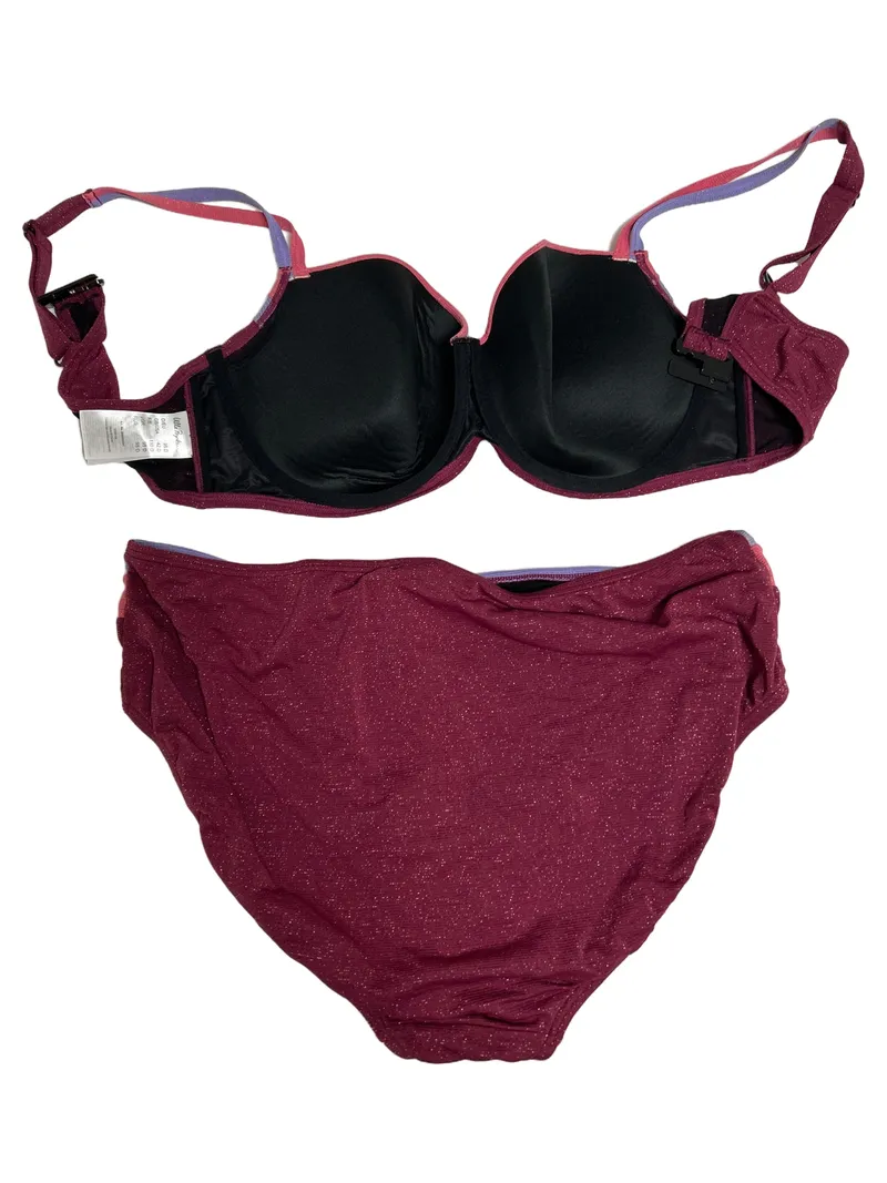 Ulla Popken Damen Bikini Set Gr. 95D Lila Glitzer Bügel NEU 6
