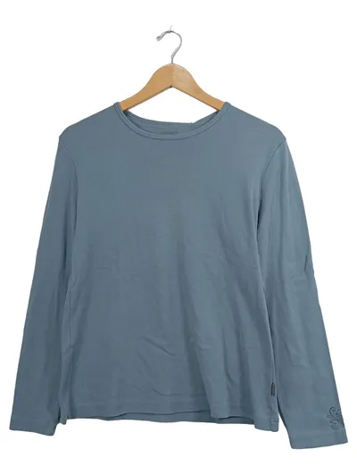 Schiesser Langarmshirt Damen Gr. 38 M Blau Baumwolle Mix & Relax Basic Shirt