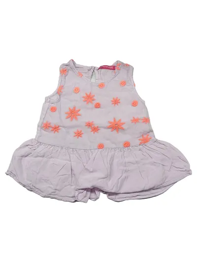 Young Dimension Mädchen Kleid Sommerkleid Gr. 98 Lila Blumen Stickerei Tunika